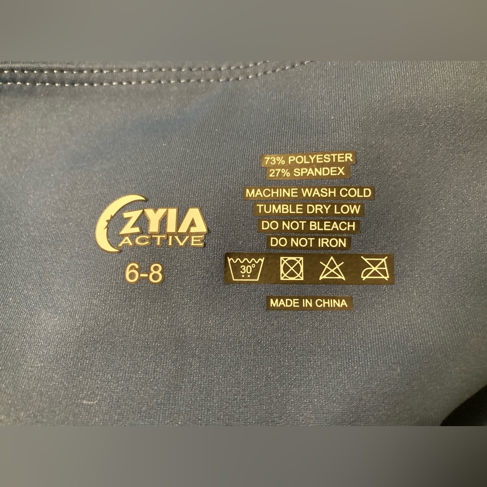 Zyia Active Blue Compression Leggings Size 6-8 Pockets Wide Waistband - Picture 6 of 6